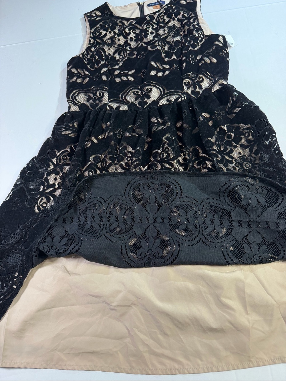 Tommy Hilfiger Black Lace Overlay Dress with Nude Underlay - Picture 6 of 15